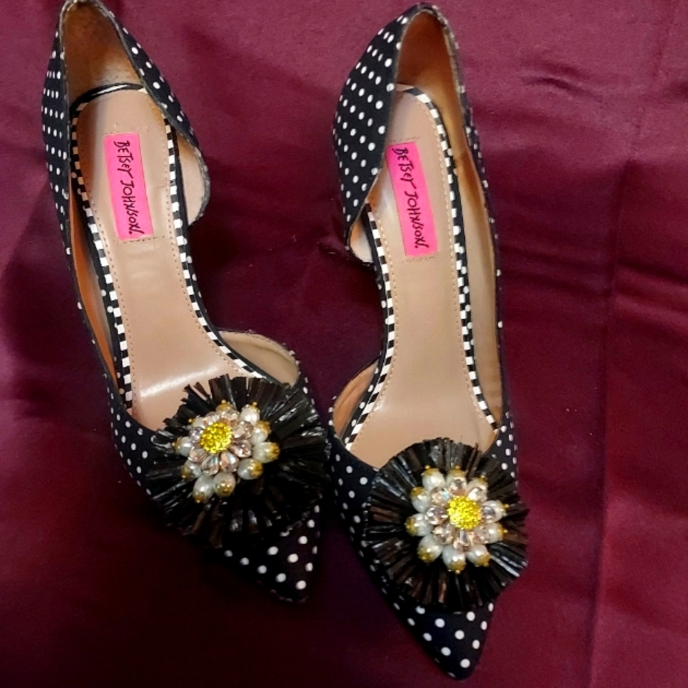 Black and white potatoes dot 4 inch heels